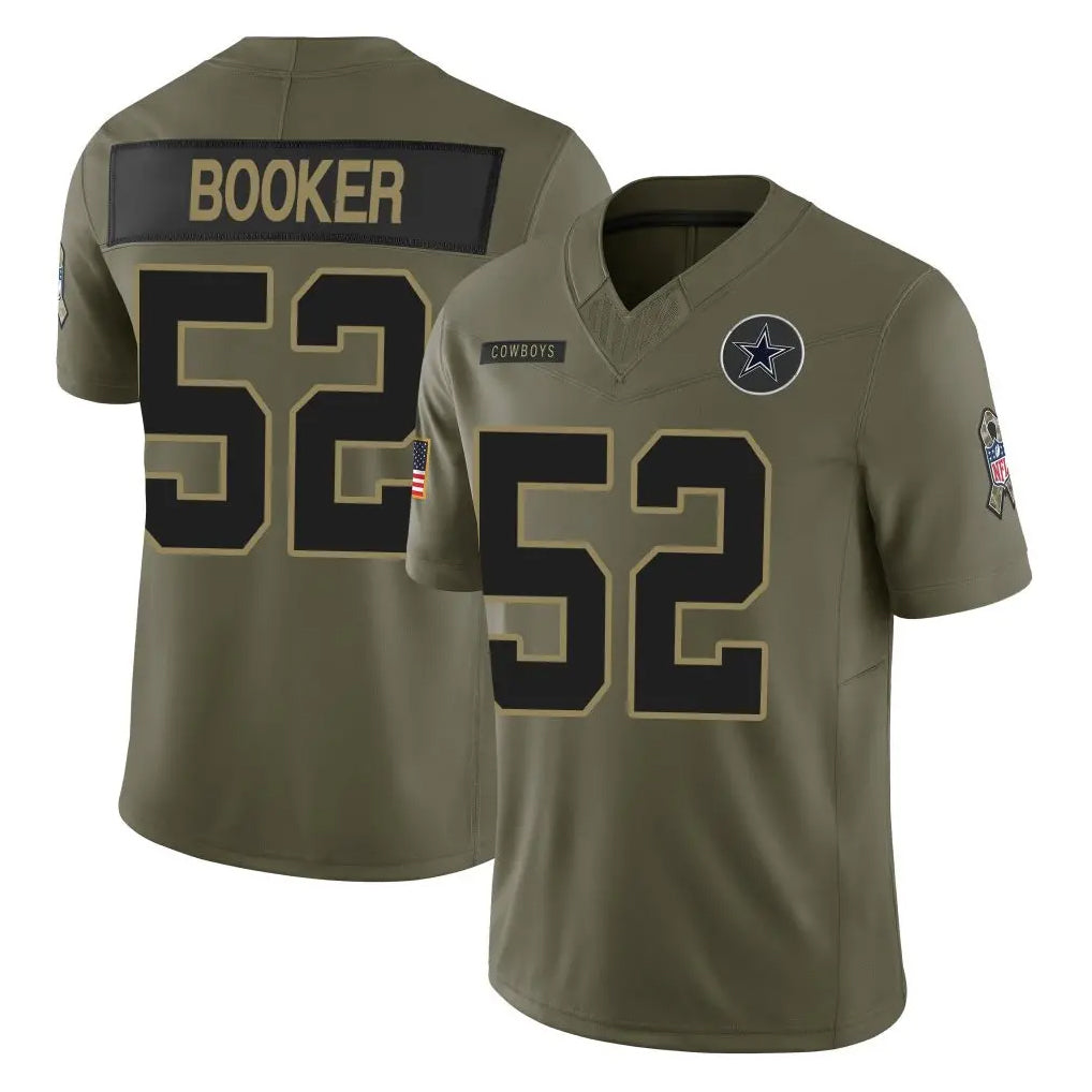Kooe D.Cowboys #52 Tyler Booker Player Olive 2025 Salute to Service Limited Home Game Stitched Jerseys