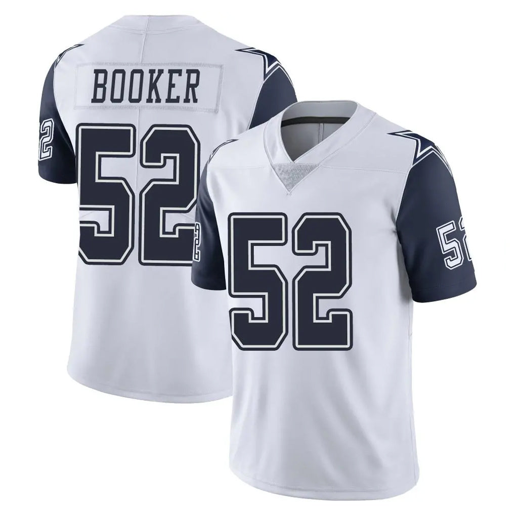 Kooe D.Cowboys #52 Tyler Booker Player White-Navy Limited Color Rush Vapor Untouchable Home Game Stitched Jerseys