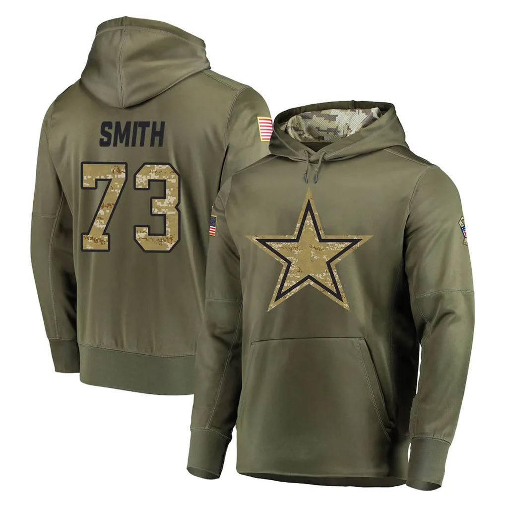 Kooe D.Cowboys #73 Tyler Smith Player Olive Salute to Service Pullover Hoodies Home Game Stitched Jerseys
