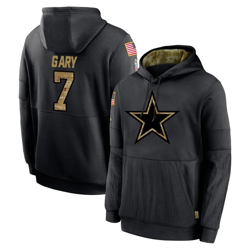 Kooe D.Cowboys #7 Rashan Gary Player Black Salute to Service Pullover Hoodies Limited Stitched Jerseys