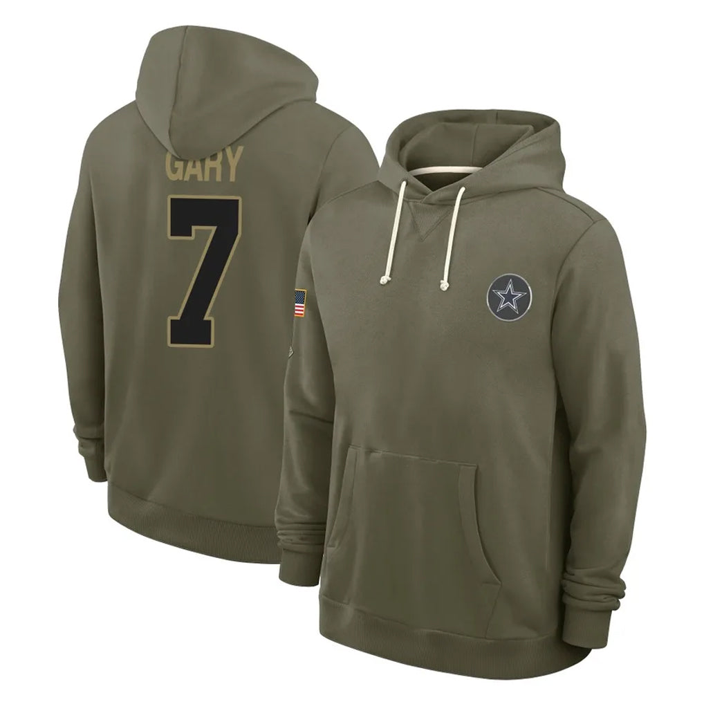 Kooe D.Cowboys #7 Rashan Gary Player Olive Salute to Service Pullover Hoodies Limited Stitched Jerseys