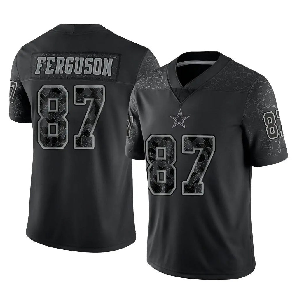 Kooe D.Cowboys #87 Jake Ferguson Player Black Limited Reflective Home Game Stitched Jerseys