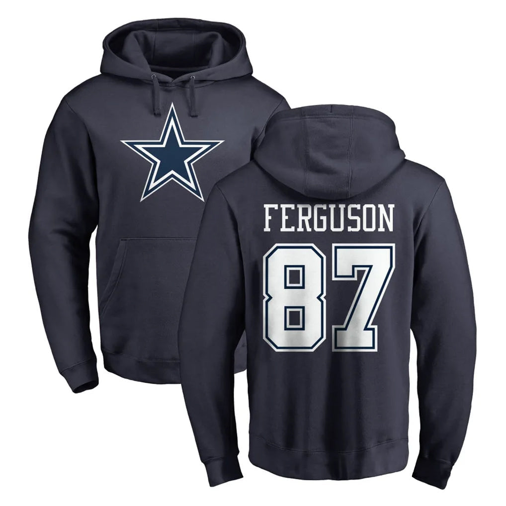 Kooe D.Cowboys #87 Jake Ferguson Player Navy Pullover Hoodies Limited Stitched Jerseys