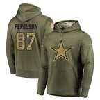 Kooe D.Cowboys #87 Jake Ferguson Player Olive Salute to Service Pullover Hoodies Home Game Stitched Jerseys