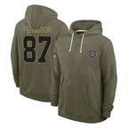 Kooe D.Cowboys #87 Jake Ferguson Player Olive Salute to Service Pullover Hoodies Limited Stitched Jerseys
