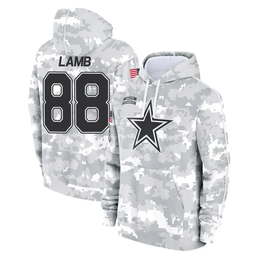 Kooe D.Cowboys #88 CeeDee Lamb Player Arctic Camo Salute to Service Hoodies Limited Game Stitched Jerseys