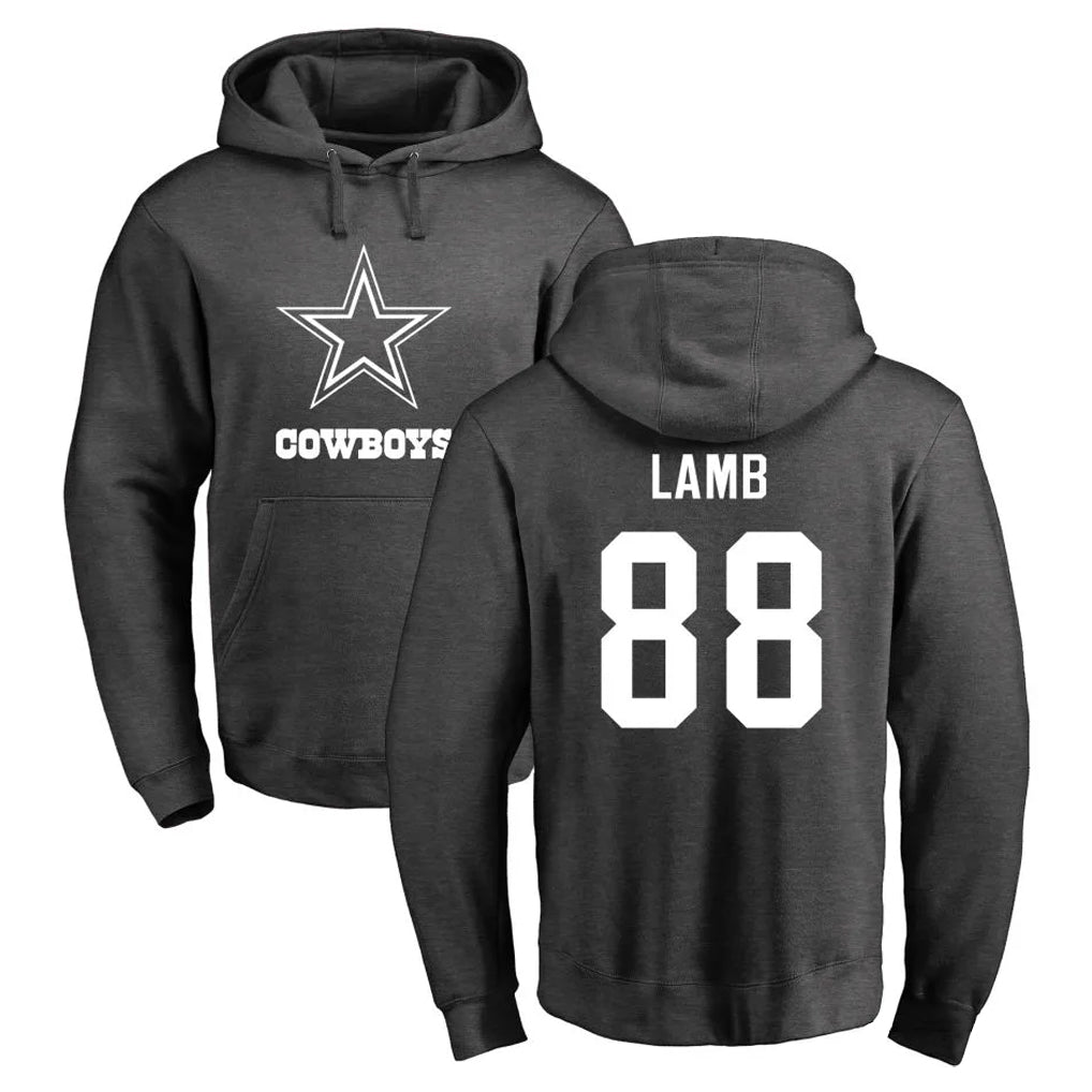 Kooe D.Cowboys #88 CeeDee Lamb Player Ash One Color Pullover Hoodie Limited Stitched Jerseys
