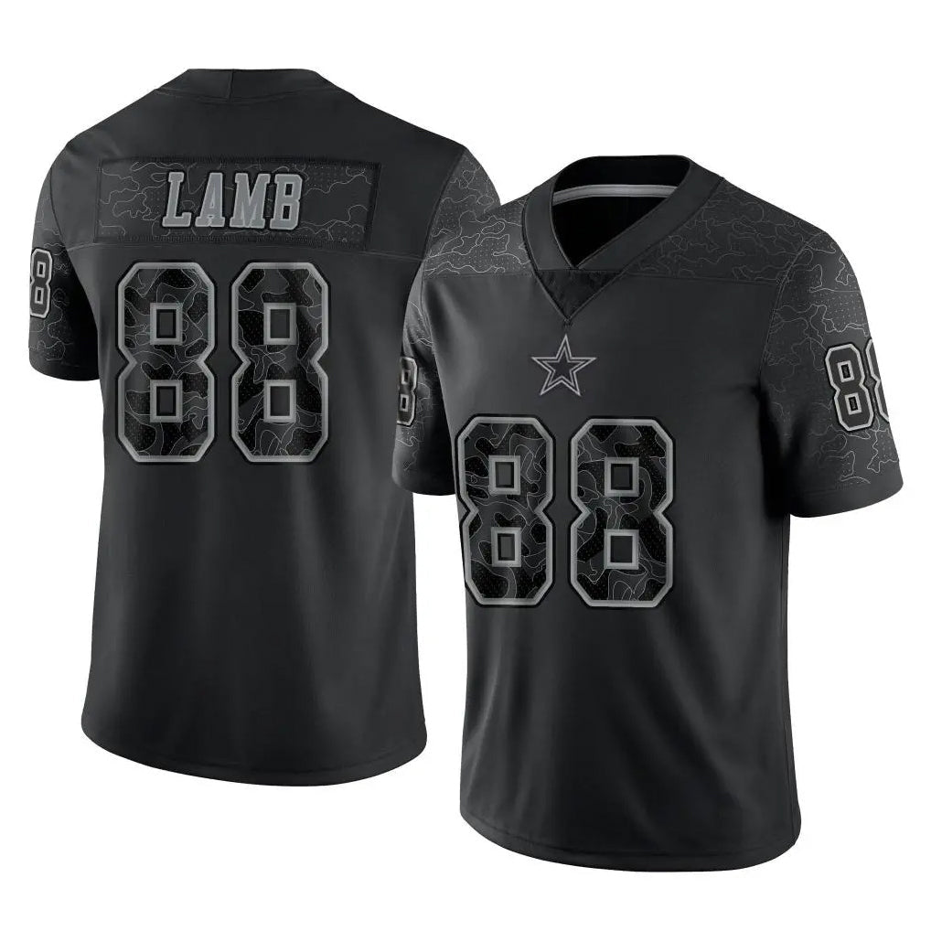 Kooe D.Cowboys #88 CeeDee Lamb Player Black Limited Reflective Home Game Stitched Jerseys