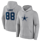 Kooe D.Cowboys #88 CeeDee Lamb Player Gray Icon Pullover Hoodie Game Stitched Jerseys