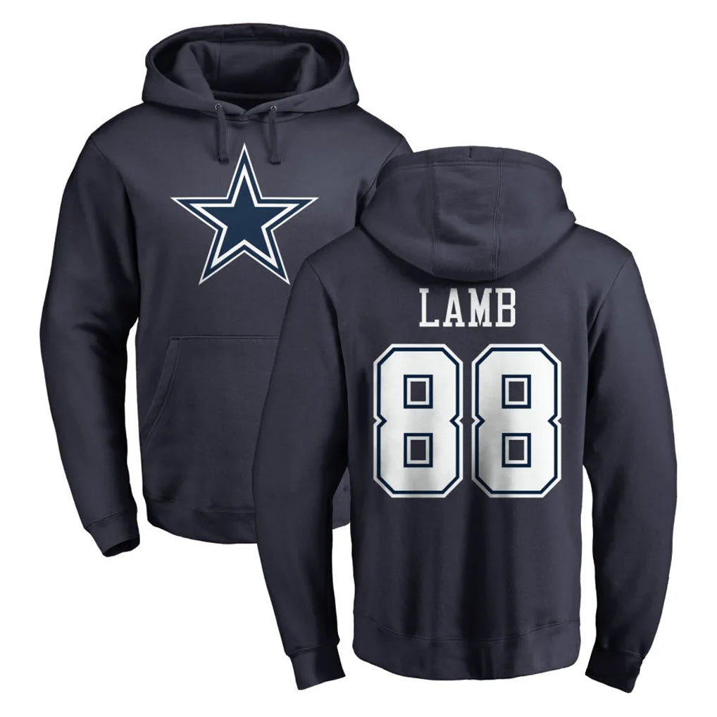 Kooe D.Cowboys #88 CeeDee Lamb Player Navy Pullover Hoodies Limited Stitched Jerseys