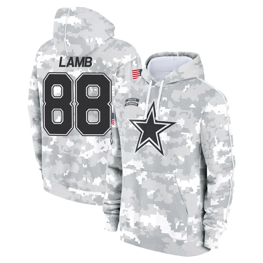 Kooe D.Cowboys #88 CeeDee Lamb Player Salute to Service Hoodies Game Stitched Jerseys