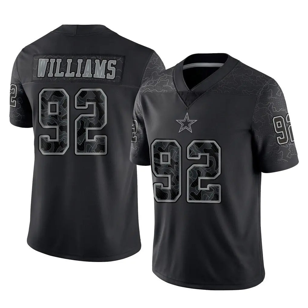 Kooe D.Cowboys #92 Quinnen Williams Player Black Limited Reflective Home Game Stitched Jerseys
