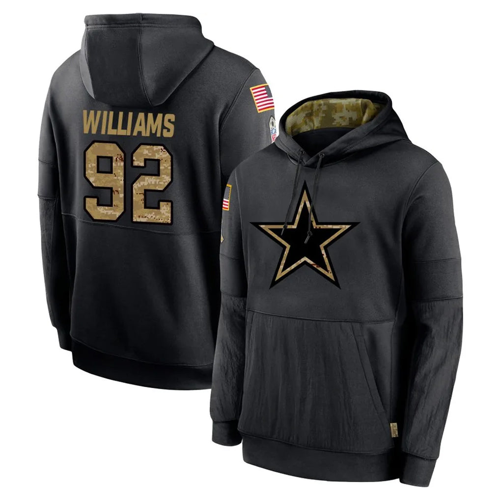Kooe D.Cowboys #92 Quinnen Williams Player Black Salute to Service Pullover Hoodies Limited Stitched Jerseys