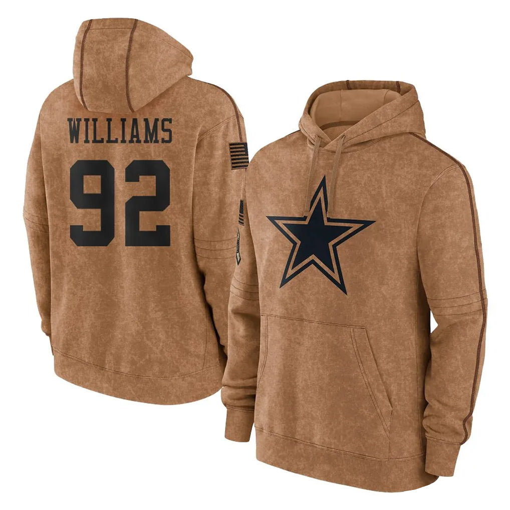 Kooe D.Cowboys #92 Quinnen Williams Player Brown Salute to Service Hoodies Limited Game Stitched Jerseys