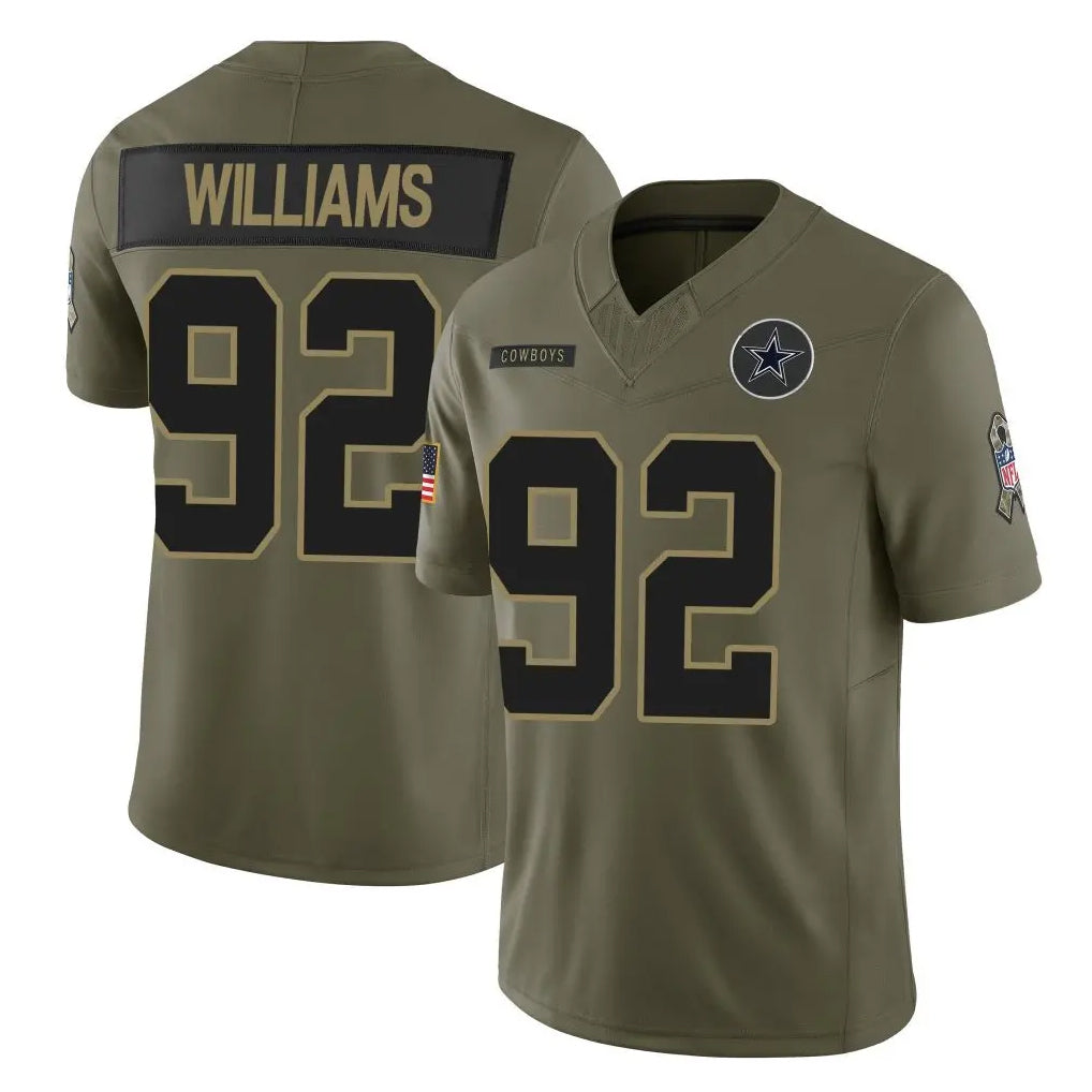 Kooe D.Cowboys #92 Quinnen Williams Player Olive 2025 Salute to Service Limited Home Game Stitched Jerseys