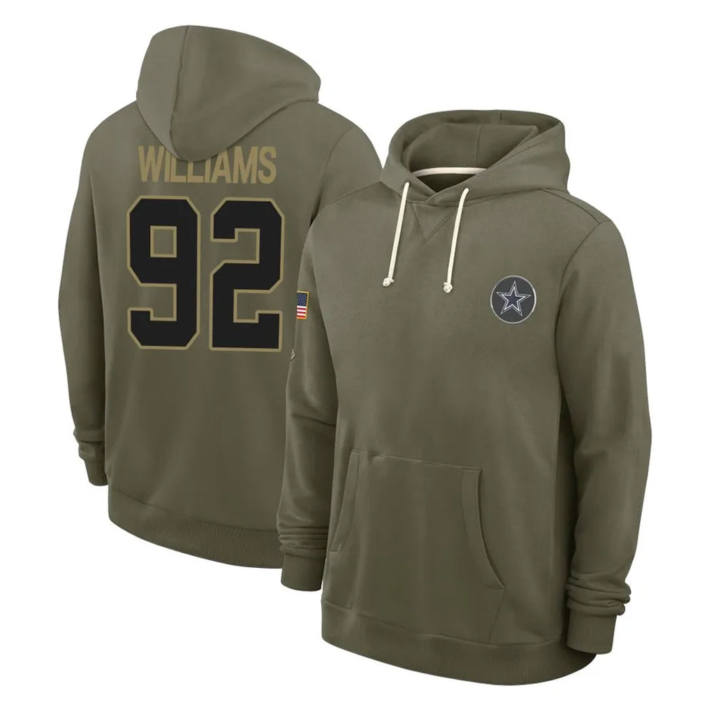 Kooe D.Cowboys #92 Quinnen Williams Player Olive Salute to Service Pullover Hoodies Limited Stitched Jerseys