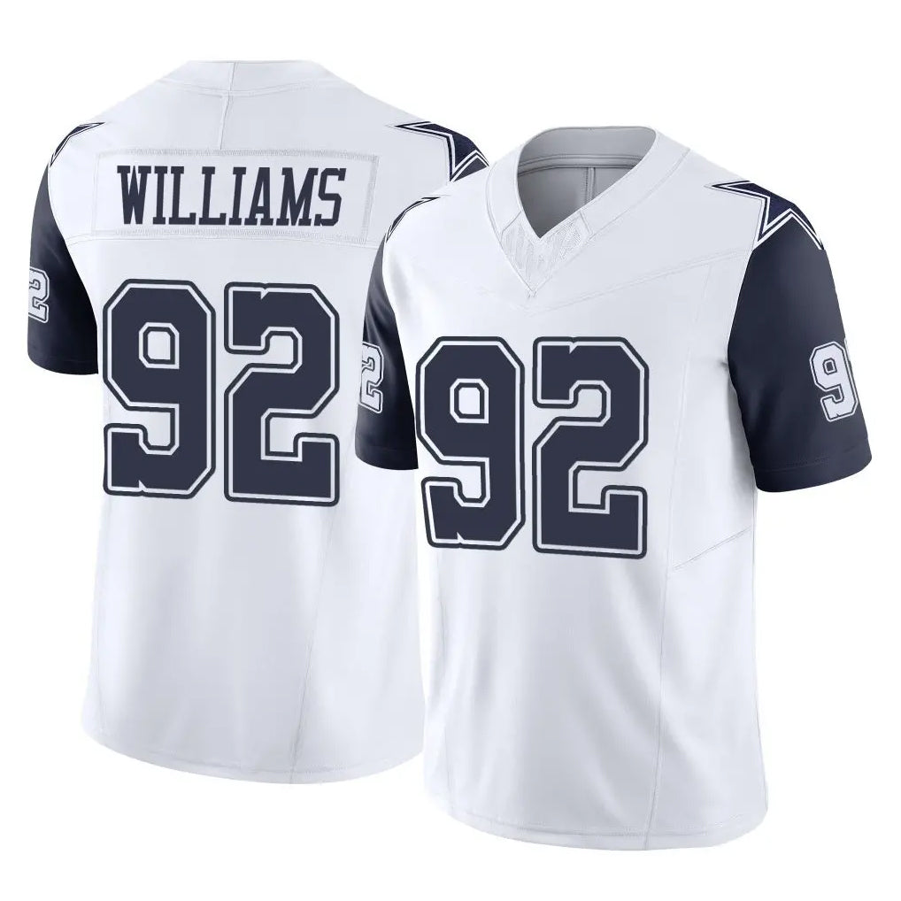 Kooe D.Cowboys #92 Quinnen Williams Player White-Navy Limited Vapor F.U.S.E. Home Game Stitched Jerseys