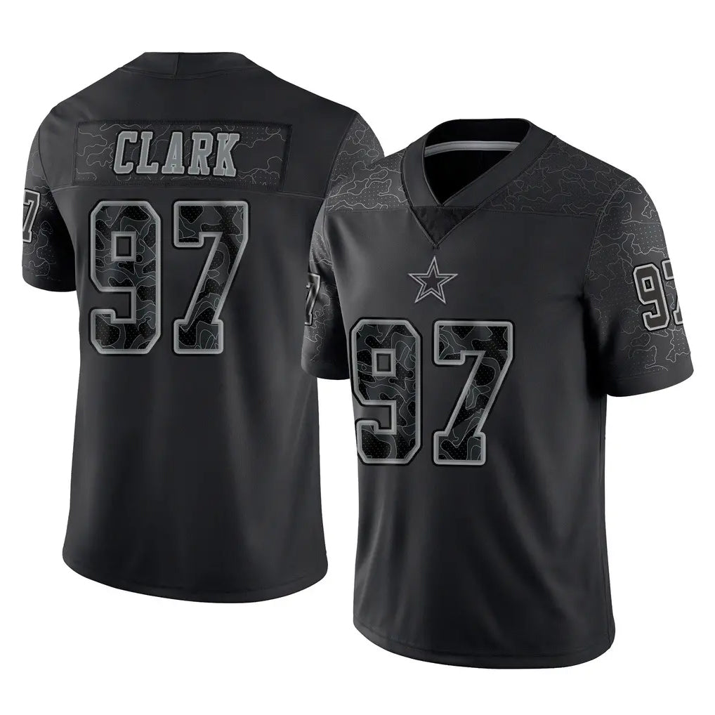 Kooe D.Cowboys #97 Kenny Clark Player Black Limited Reflective Home Game Stitched Jerseys