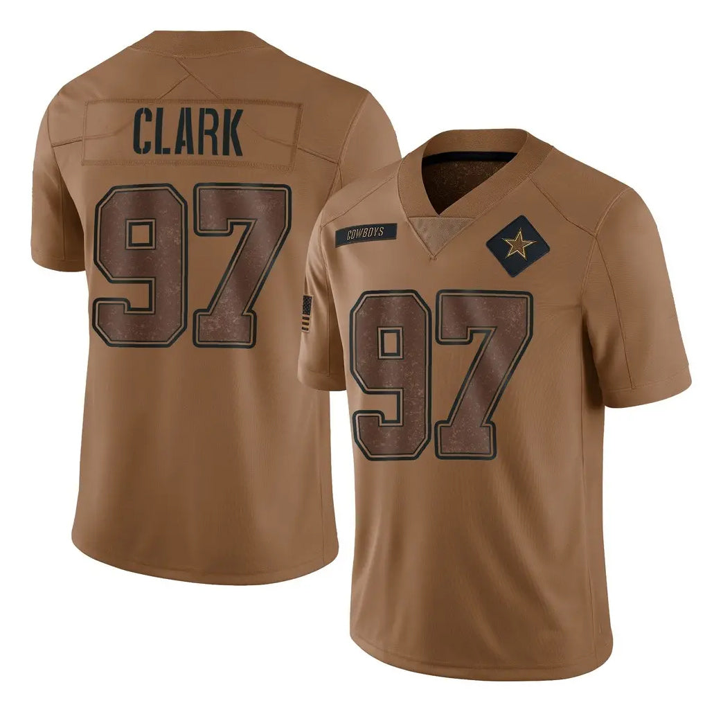 Kooe D.Cowboys #97 Kenny Clark Player Brown Salute to Service Limited Home Game Stitched Jerseys