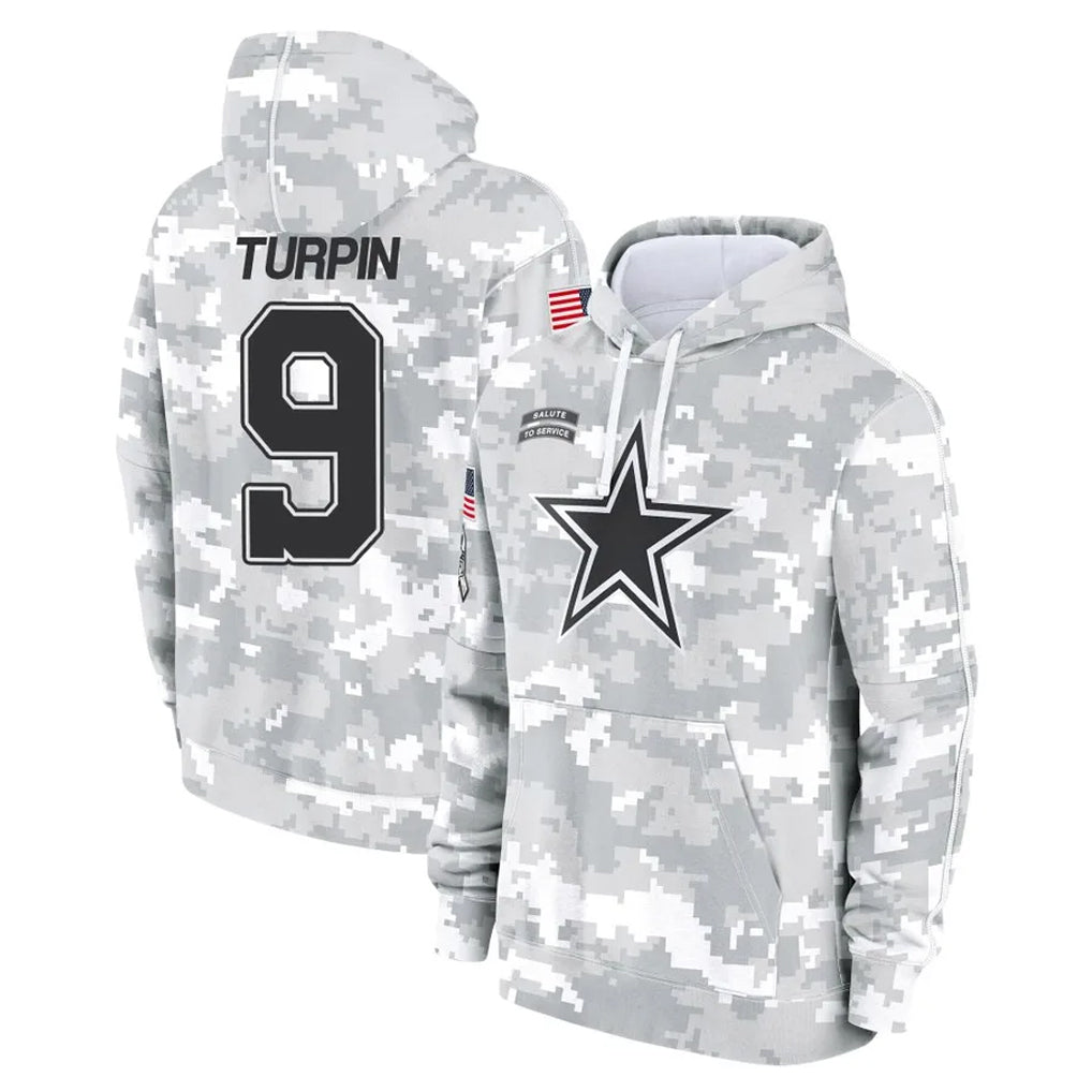 Kooe D.Cowboys #9 KaVontae Turpin Player Arctic Camo Salute to Service Hoodies Limited Game Stitched Jerseys