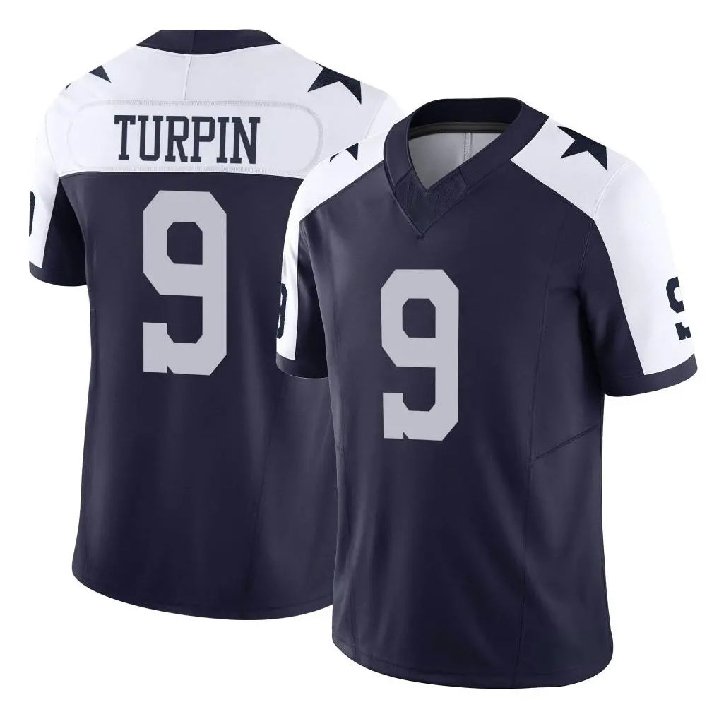 Kooe D.Cowboys #9 KaVontae Turpin Player Navy-White Limited Alternate Vapor F.U.S.E. Home Game Stitched Jerseys
