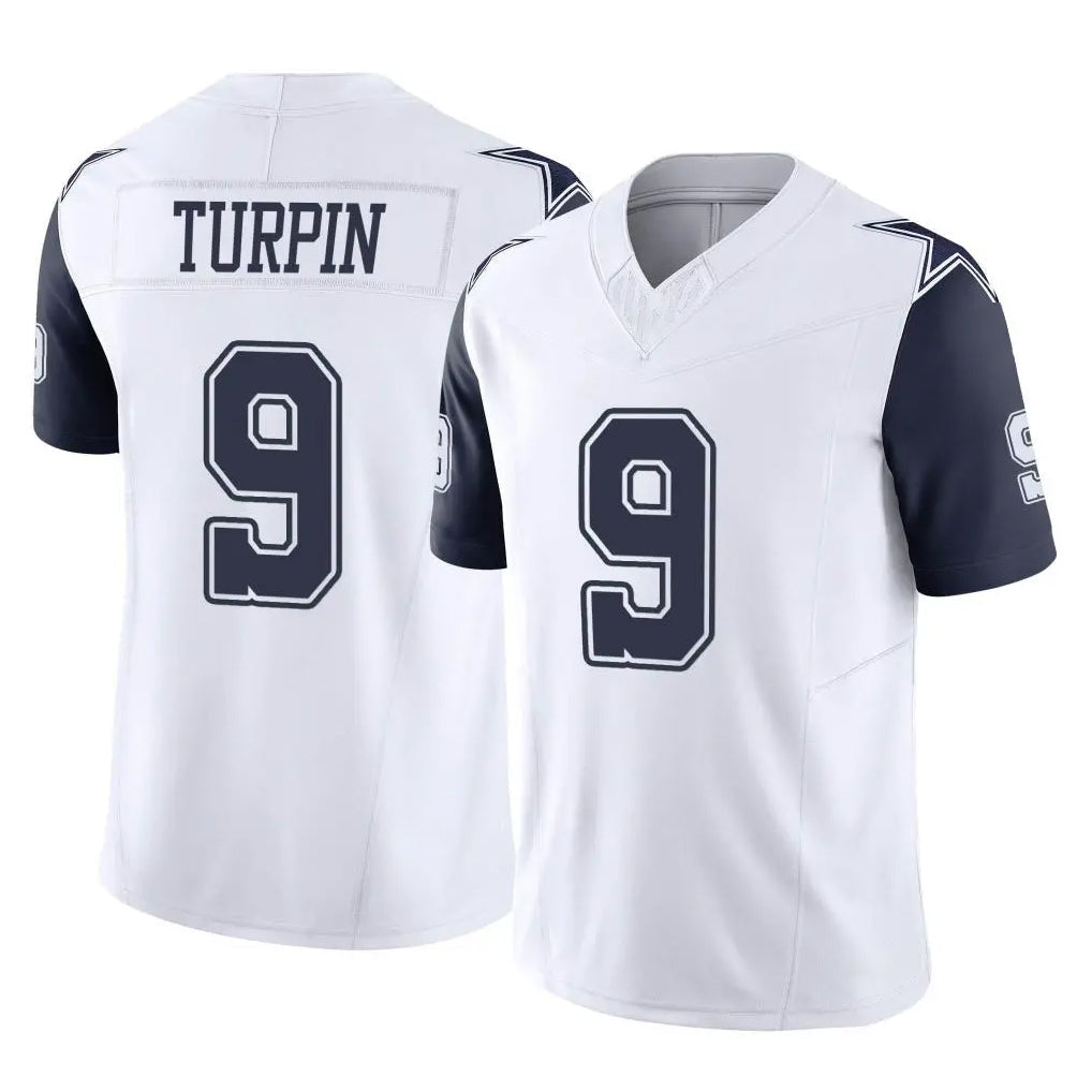Kooe D.Cowboys #9 KaVontae Turpin Player White-Navy Limited Vapor F.U.S.E. Home Game Stitched Jerseys