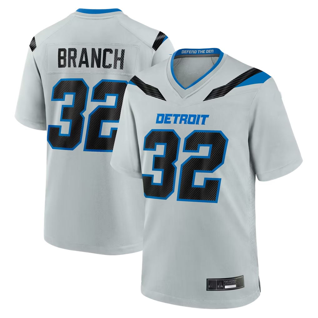 Kooe D.Lions #32 Brian Branch Silver 2026 Rivalries Collection Game Stitched Jerseys
