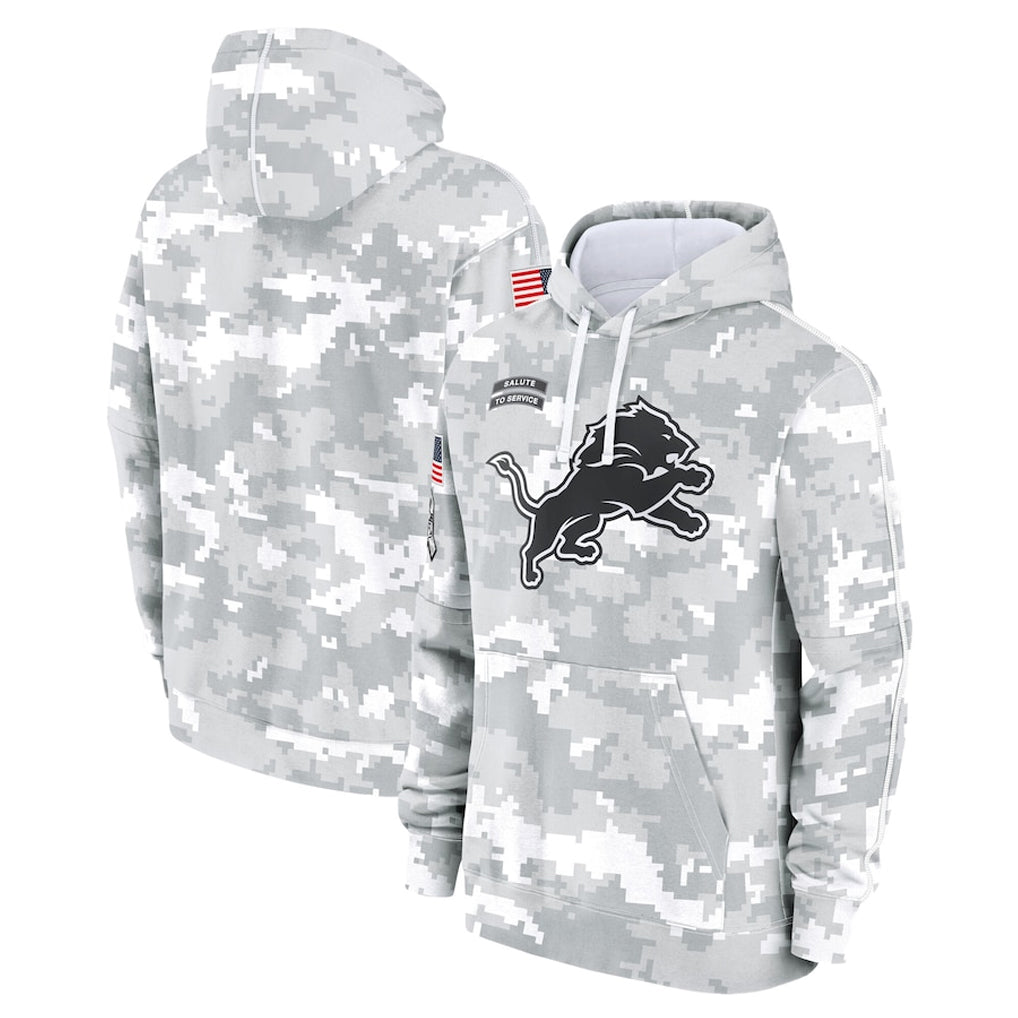 Kooe D.Lions Arctic Camo Salute to Service Hoodies Limited Game Blank Player Stitched Jerseys
