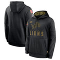 Kooe D.Lions Black Salute to Service Hoodies Limited Game Blank Player Stitched Jerseys