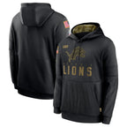 Kooe D.Lions Black Salute to Service Hoodies Limited Game Blank Player Stitched Jerseys