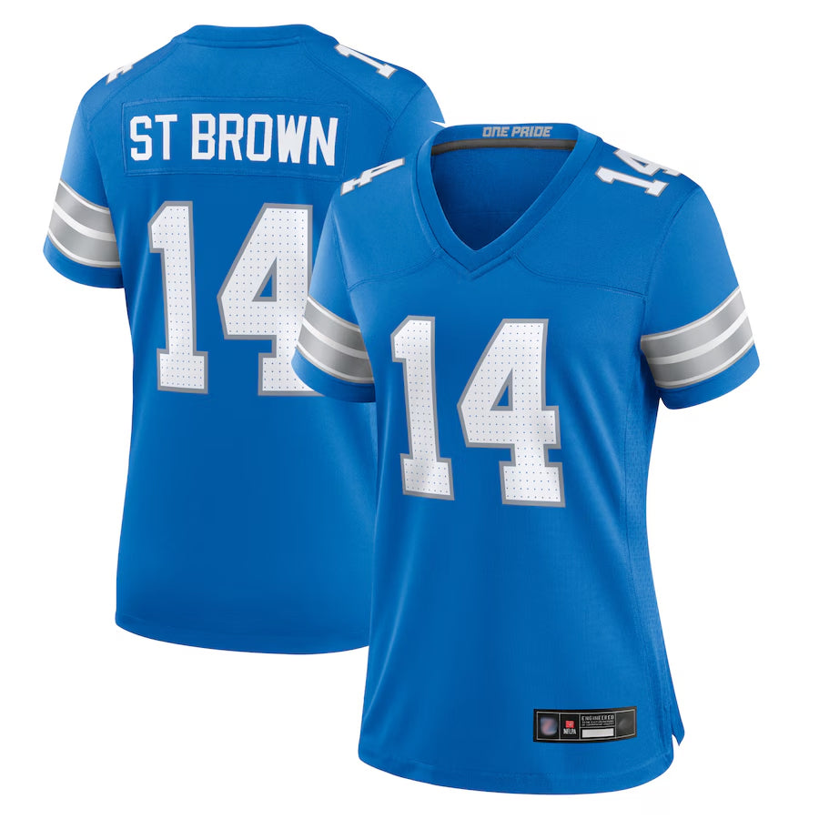 Kooe D.Lions Home Game Stitched Jerseys - Blue - #14 Amon-Ra St. Brown Player