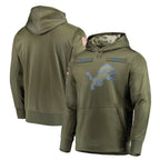 Kooe D.Lions Olive Salute to Service Pullover Hoodies Home Game Blank Player Stitched Jerseys