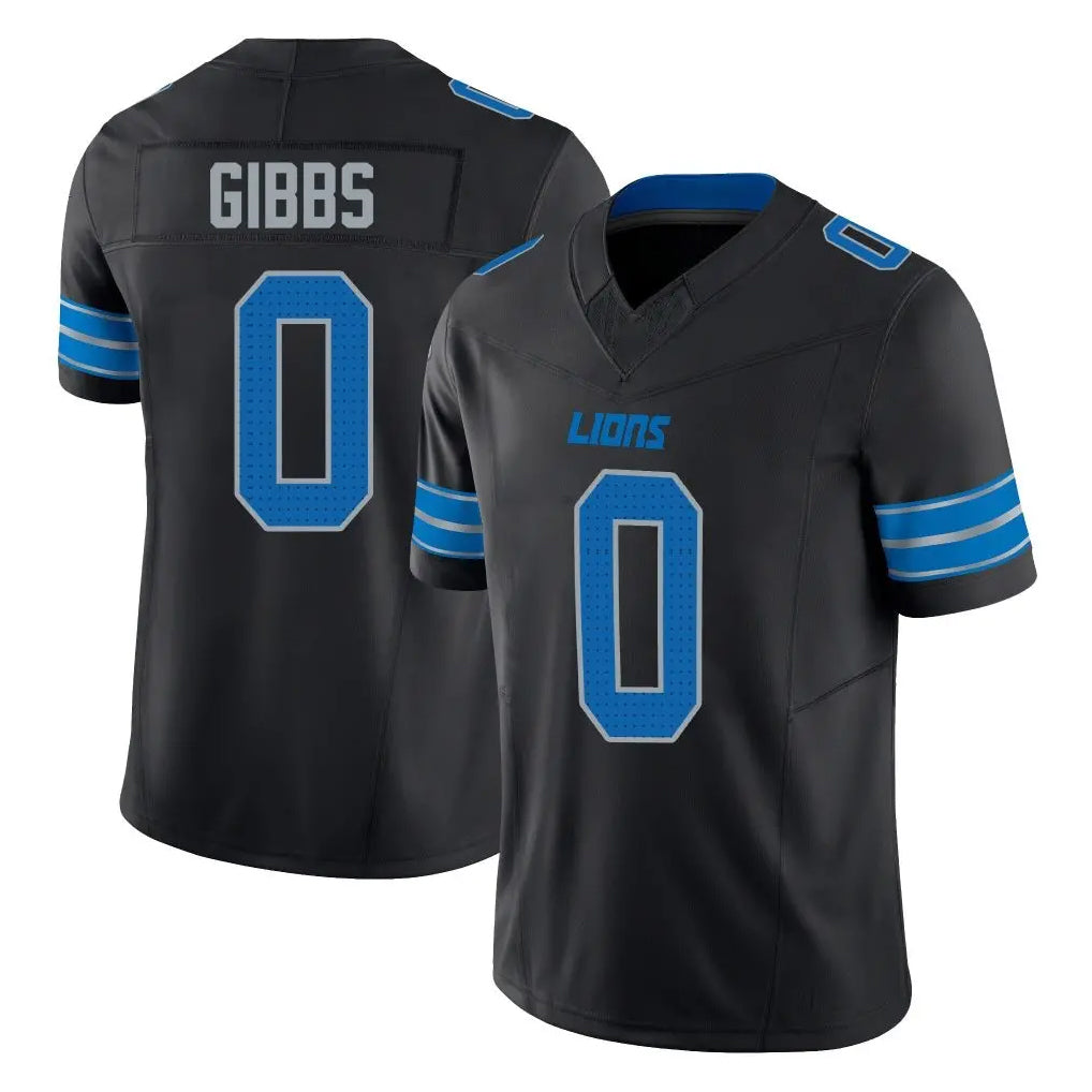 Kooe D.Lions #0 Jahmyr Gibbs Player Black Alternate Vapor F.U.S.E. Limited Home Game Stitched Jerseys
