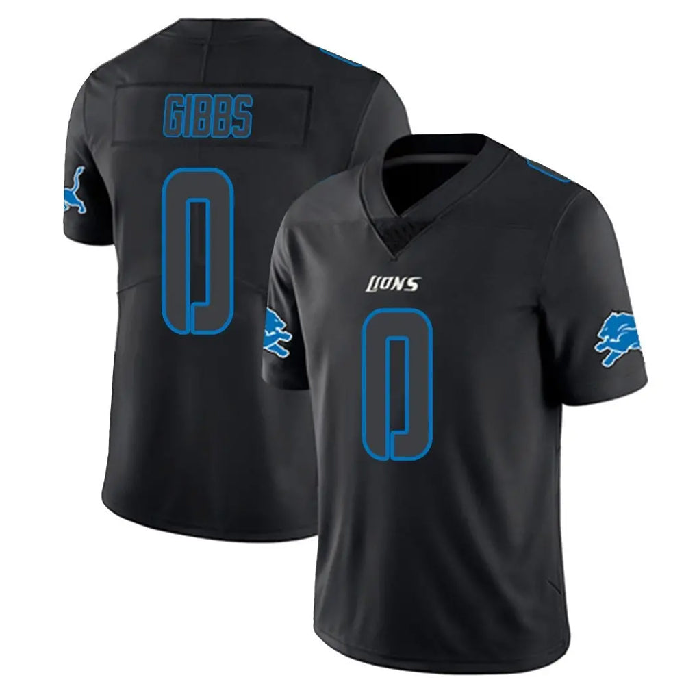 Kooe D.Lions #0 Jahmyr Gibbs Player Black Impact Limited Home Game Stitched Jerseys