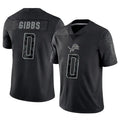 Kooe D.Lions #0 Jahmyr Gibbs Player Black REFLECTIVE Limited Stitched Jerseys
