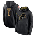 Kooe D.Lions #0 Jahmyr Gibbs Player Black Salute to Service Hoodies Limited Game Stitched Jerseys
