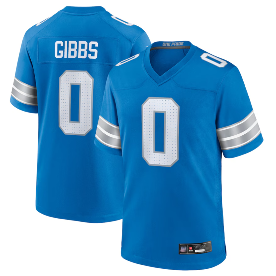 Kooe D.Lions #0 Jahmyr Gibbs Player Blue Replica Game Stitched Jerseys