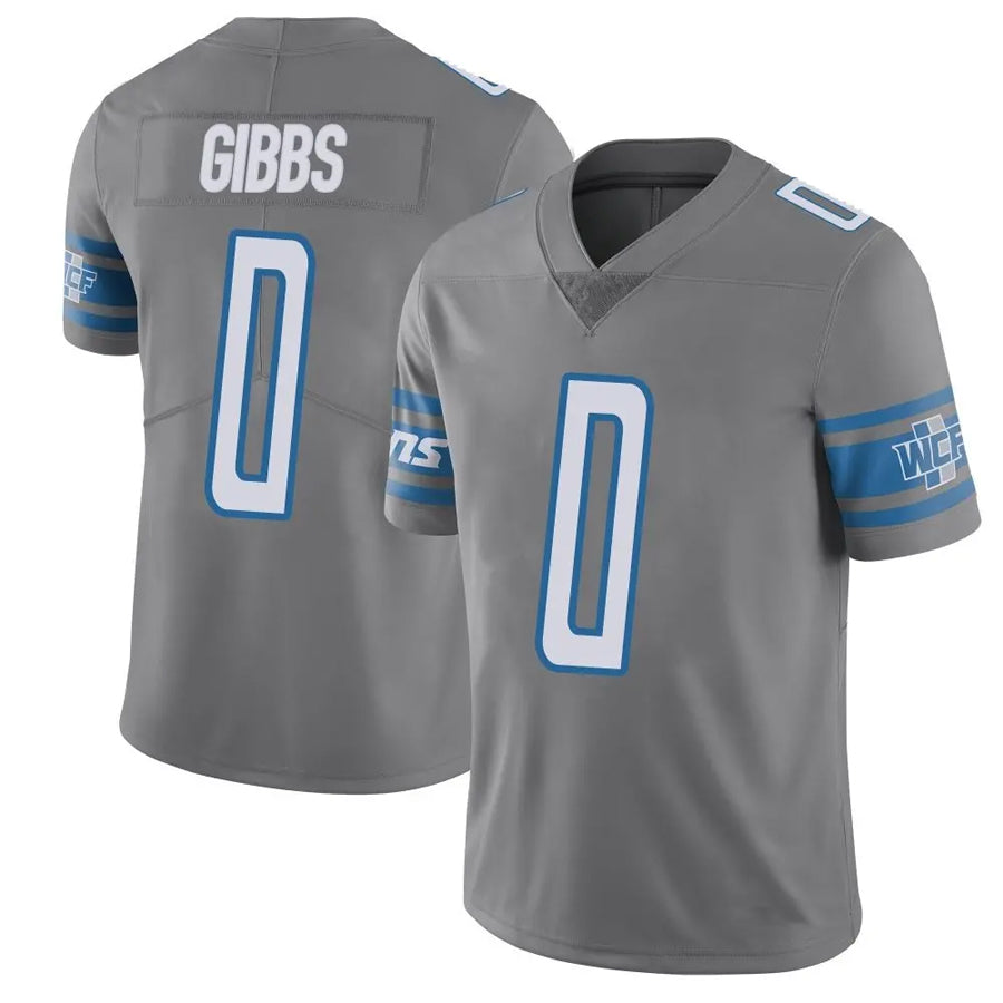 Kooe D.Lions #0 Jahmyr Gibbs Player Gray Vapor F.U.S.E. Limited Stitched Jerseys