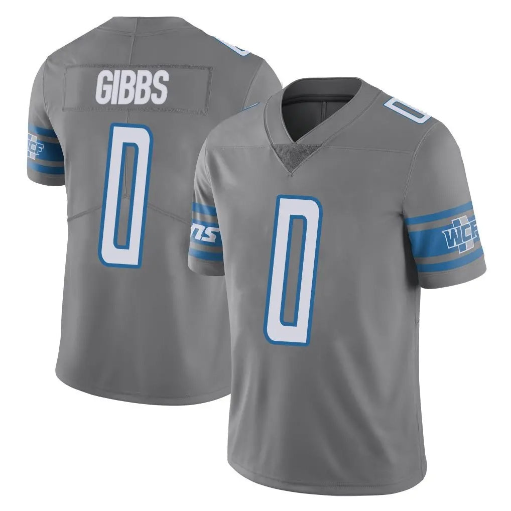 Kooe D.Lions #0 Jahmyr Gibbs Player Gray Vapor Untouchable Limited Home Game Stitched Jerseys