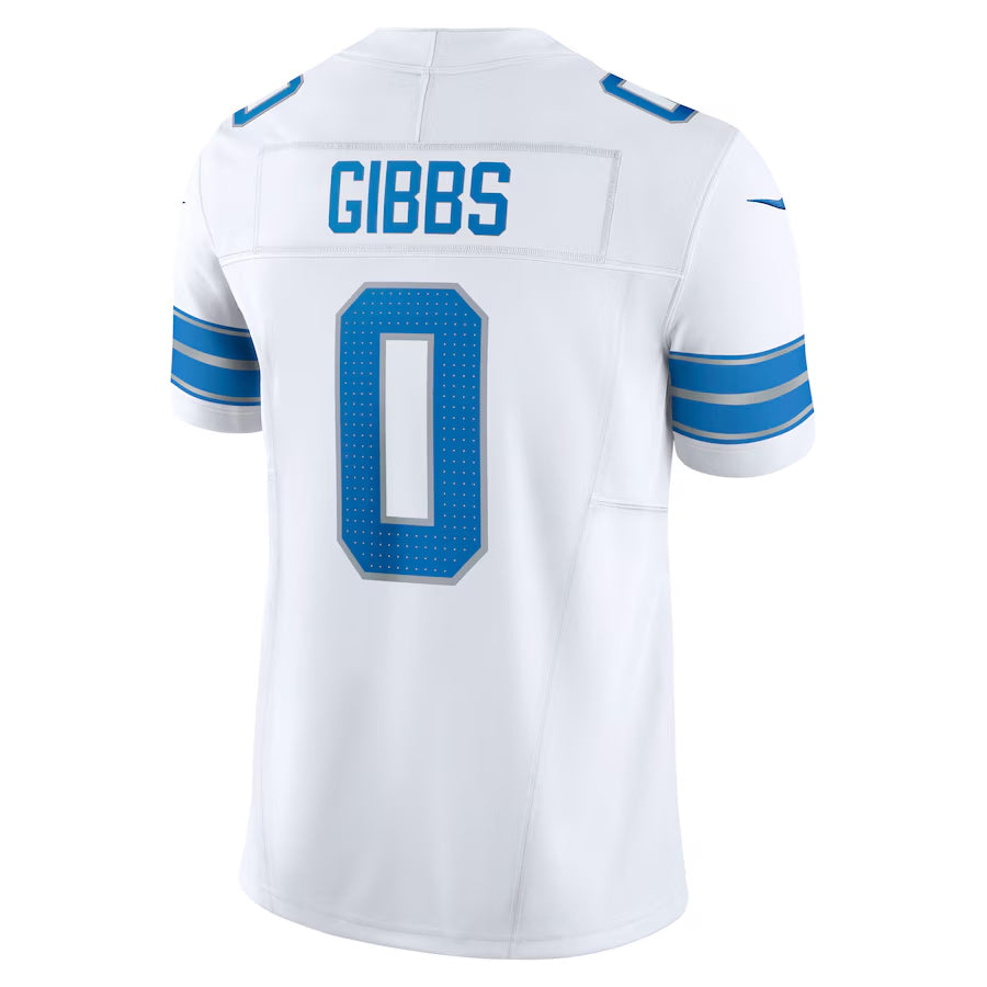 Kooe D.Lions #0 Jahmyr Gibbs Player White Vapor F.U.S.E. Limited Game Stitched Jerseys