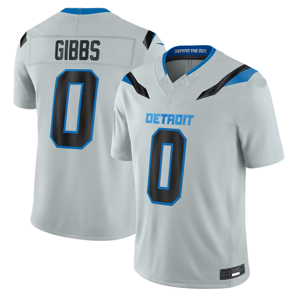 Kooe D.Lions #0 Jahmyr Gibbs Silver 2026 Rivalries Collection Limited Stitched Jerseys