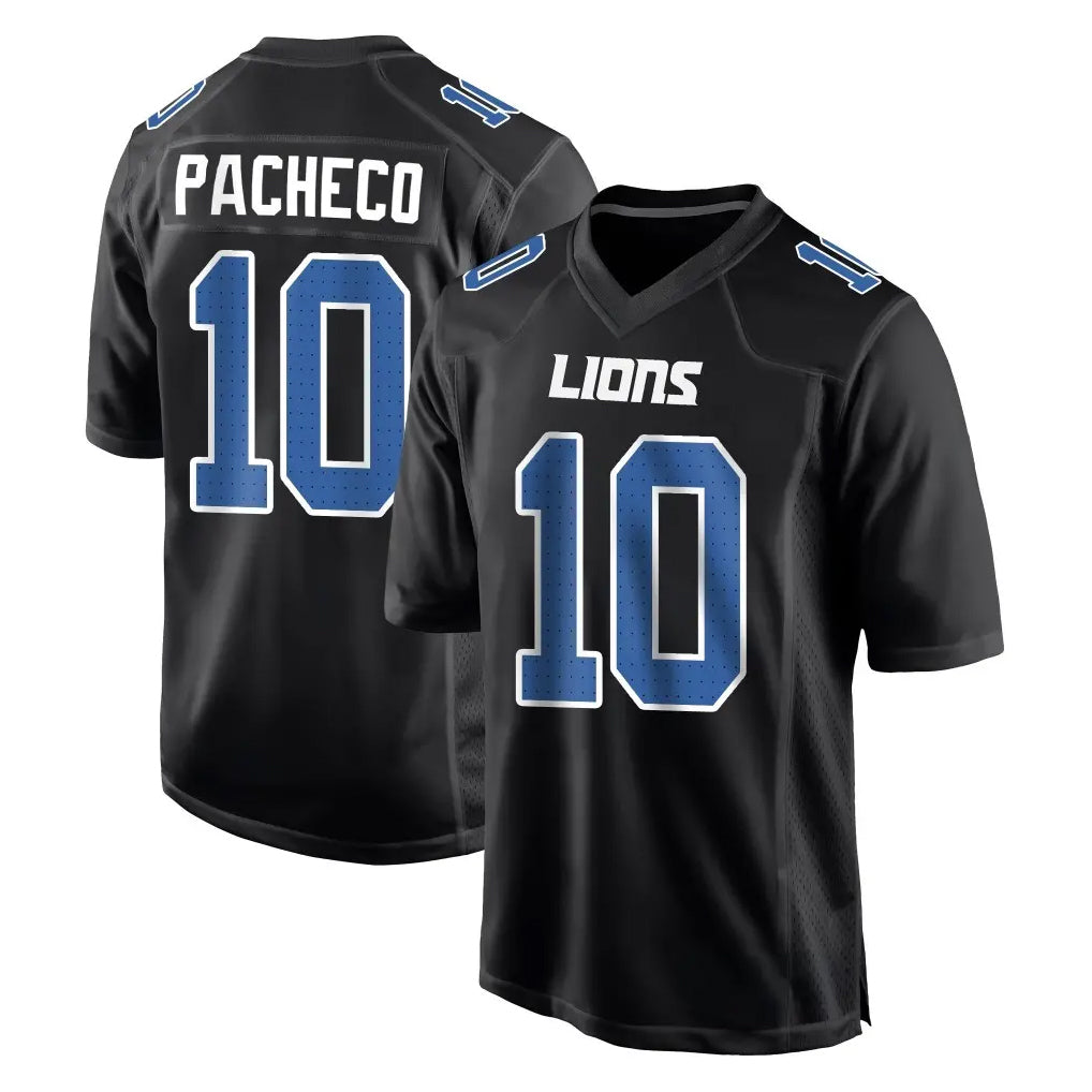 Kooe D.Lions #10 Isiah Pacheco Player Black Fashion Home Game Stitched Jerseys