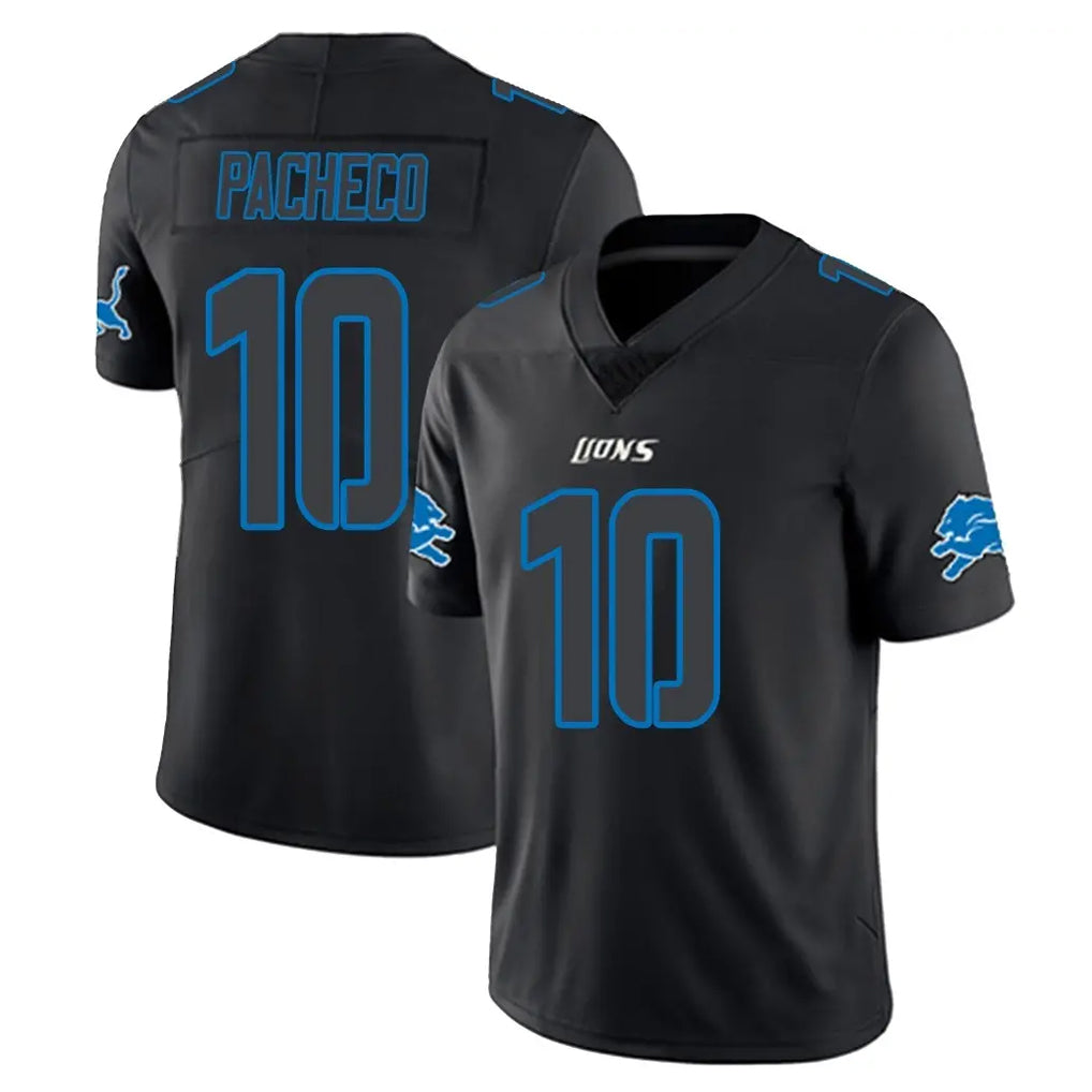 Kooe D.Lions #10 Isiah Pacheco Player Black Impact Limited Home Game Stitched Jerseys