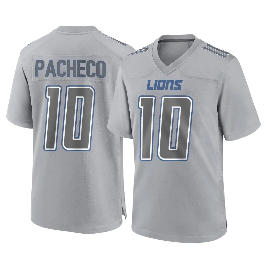 Kooe D.Lions #10 Isiah Pacheco Player Gray Atmosphere Fashion Home Game Stitched Jerseys
