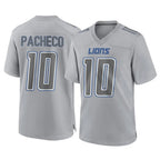 Kooe D.Lions #10 Isiah Pacheco Player Gray Atmosphere Fashion Home Game Stitched Jerseys