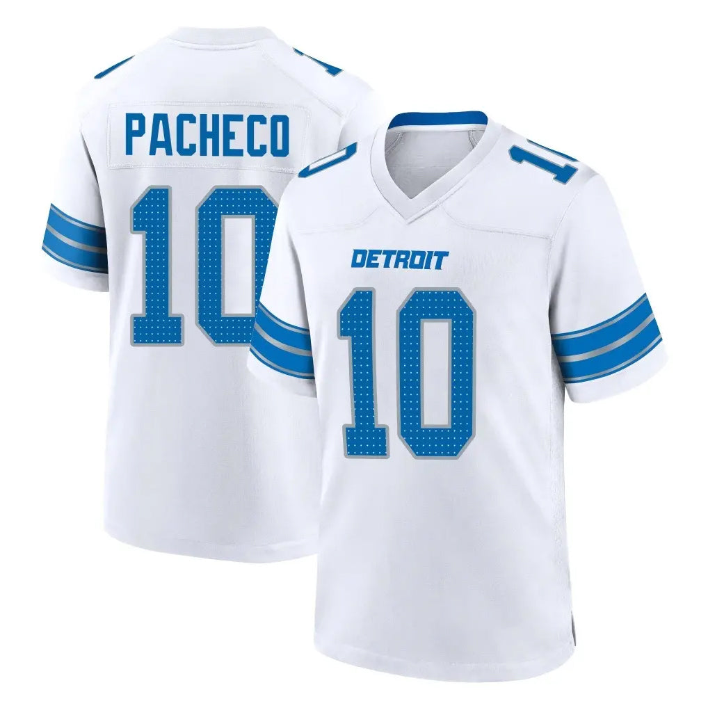 Kooe D.Lions #10 Isiah Pacheco Player White Alternate Home Game Stitched Jerseys