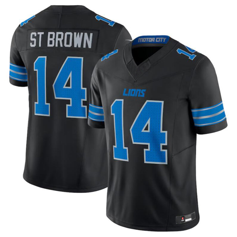 Kooe D.Lions #14 Amon-Ra St. Brown Black 2nd Alternate Vapor F.U.S.E. Limited Jersey Stitched Stitched Jerseys