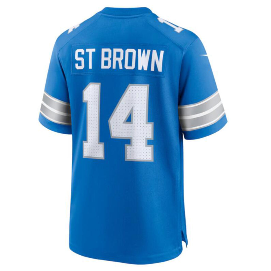 Kooe D.Lions #14 Amon-Ra St. Brown Blue Game Jersey American Stitched Jersey