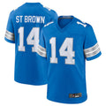 Kooe D.Lions #14 Amon-Ra St. Brown Blue Game Jersey American Stitched Jerseys