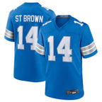 Kooe D.Lions #14 Amon-Ra St. Brown Blue Game Jersey American Stitched Jerseys